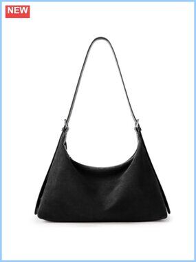 Faux Suede Crescent Hobo Tote Bag Adjustable Strap Crossbody Purse